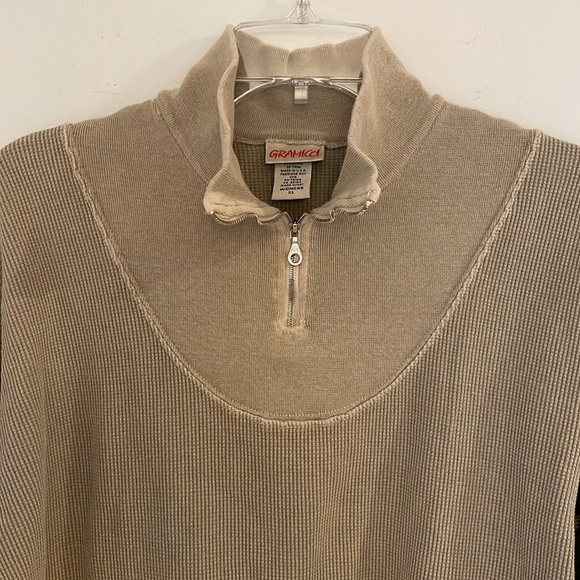 Vintage Gramicci Thermal Waffle Quarter Zip Light Brown Tan Long Sleeve Top XL - Picture 1 of 5